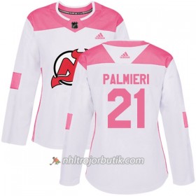 Dame Ishockey New Jersey Devils Tröja Kyle Palmieri 21 Adidas 2017-2018 Vit Rosa Fashion Authentic